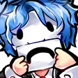 Emote: ImaHappy lifts the smiling mask to show a sad one underneath.